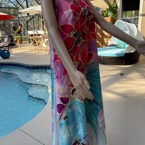 Beautiful flowers design summer long dress